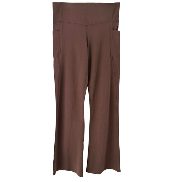 New Member's Mark Flare Yoga Pant Women L Large Brown High Waist 11.5" Pockets - Picture 4 of 12